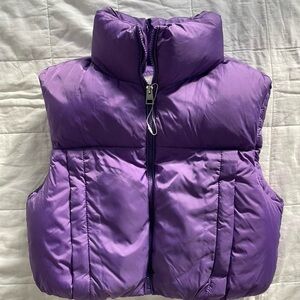 Bershka Purple Cropped Puffer Vest - XS
